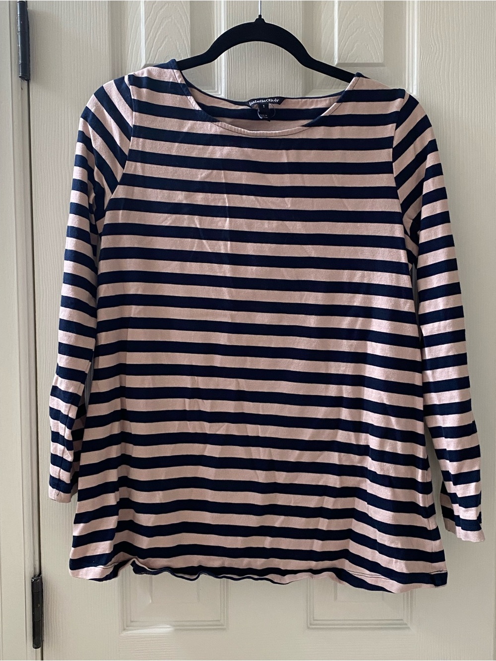 Isabella Oliver Navy and Blush Striped Long Sleeve Top